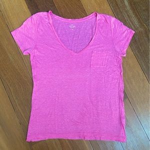 J Crew Pink 100% Linen T-shirt, Size S